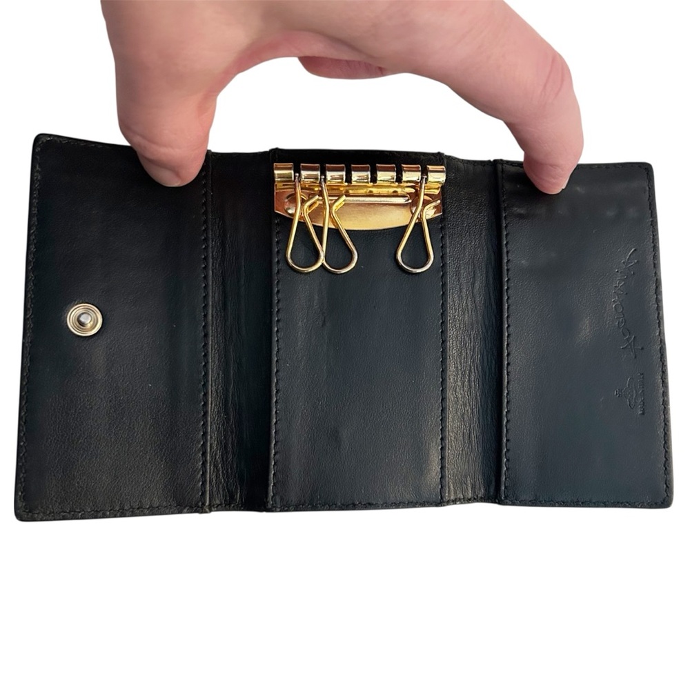Vivienne Westwood Black Croc-Embossed Wallet Key Case with Gold Logo Authentic - Picture 7 of 14